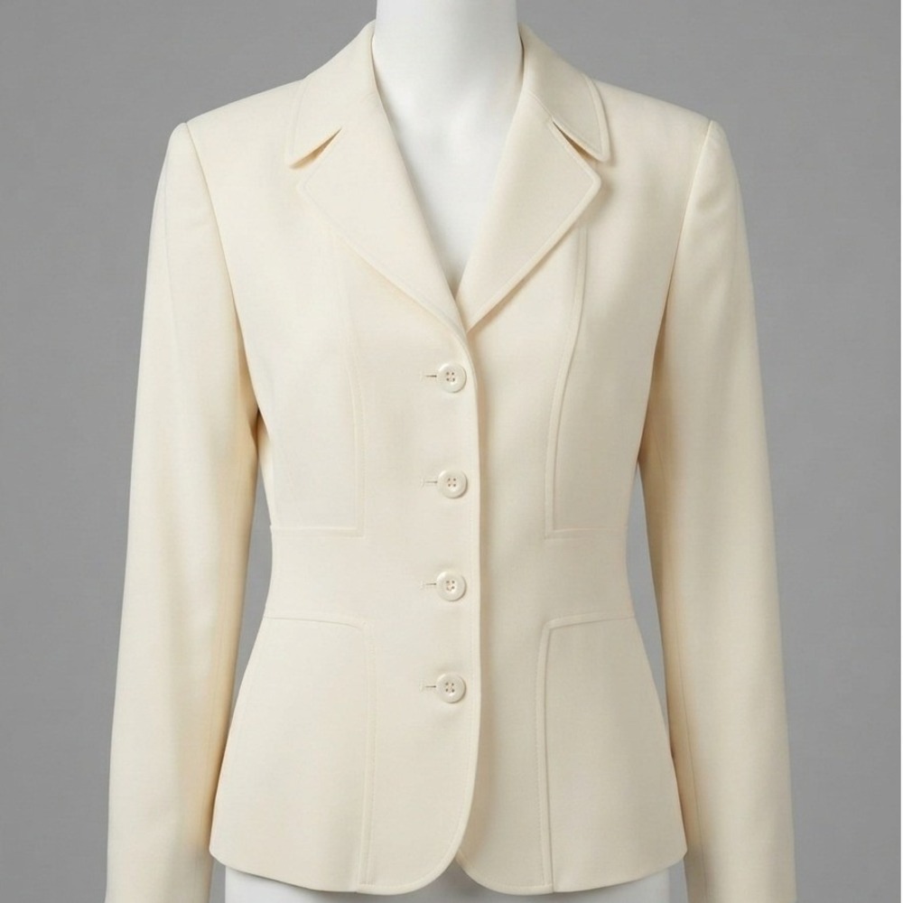 Vintage 90s Fundamental Things Cream Blazer Jacket Button Front Petite 14P